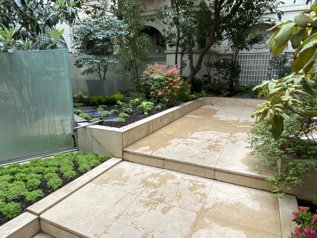 Jardin d'ailleurs — vue d'ensemble cour intérieure